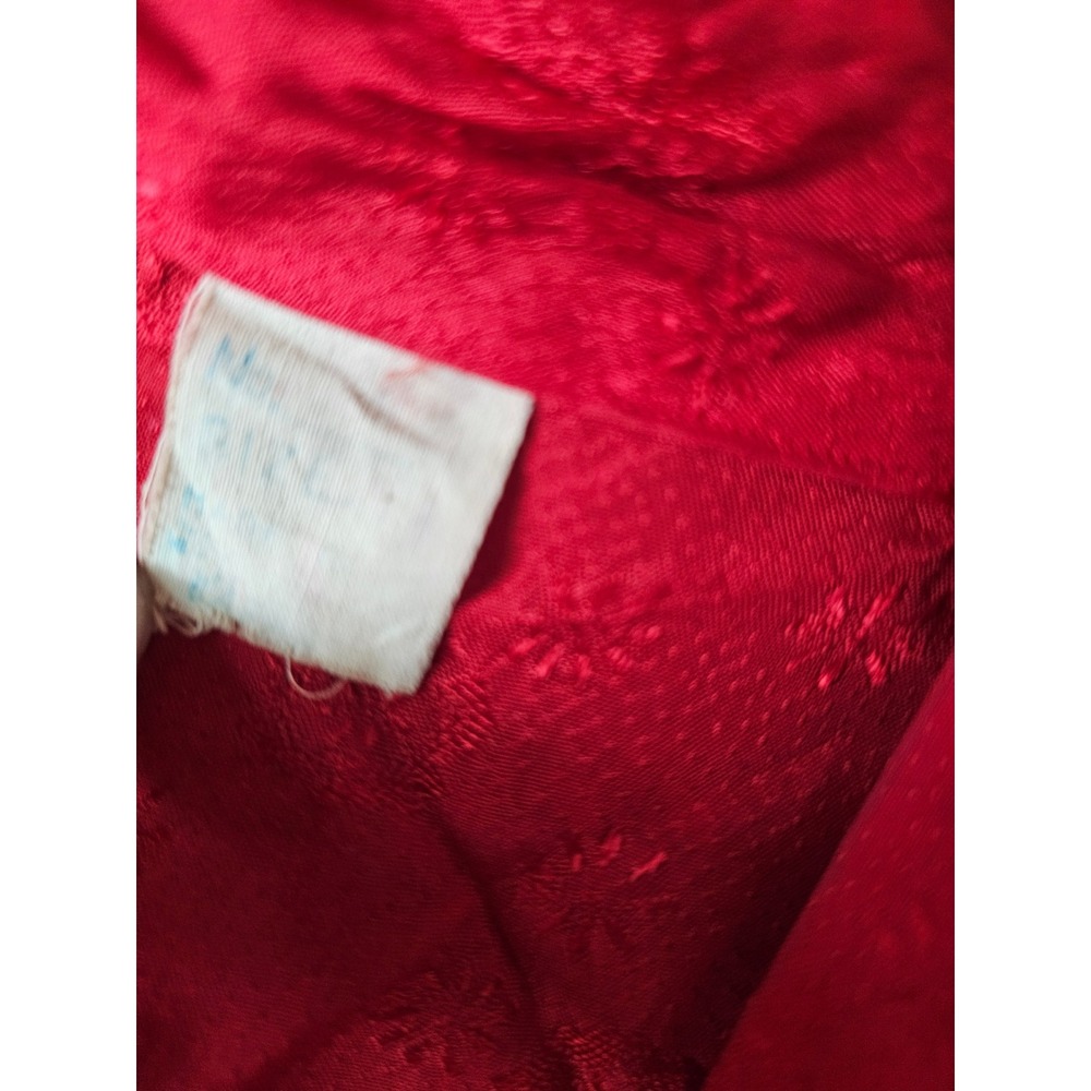 Vintage Red Satin Kimono Robe Gold Dragon Embroidery Long Loungewear Dress - Picture 9 of 13